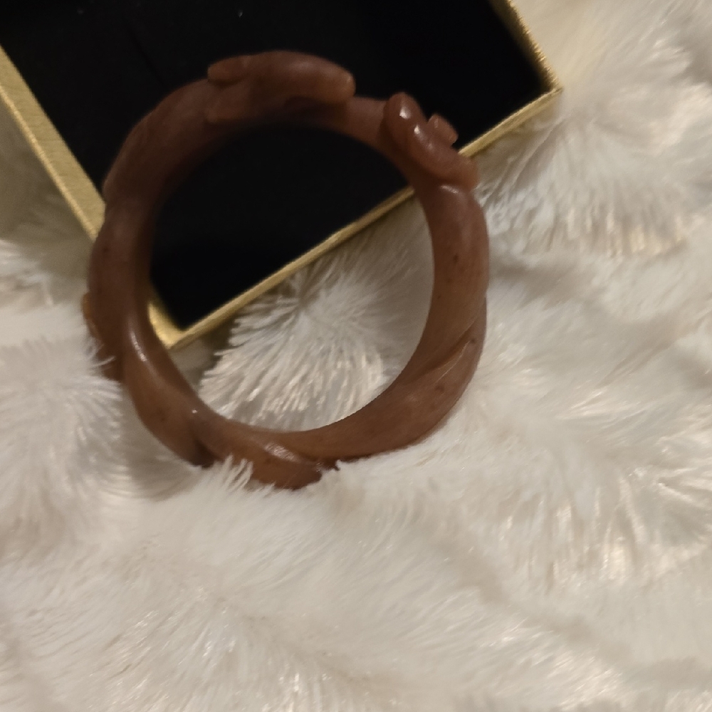 Brown Carved Bangle Bracelet